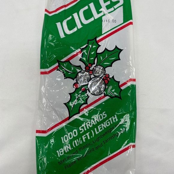 Vintage Christmas Tree Icicles Tinsel Silver 6000 strands 18” - Picture 6 of 7